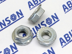 Flange Locknut M6 (6mm) x 1mm Nut Serrated Mild Steel MS Zinc Plated